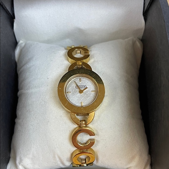 Coach Krisy Signature C-Link Gold Tone Watch - Picture 1 of 5